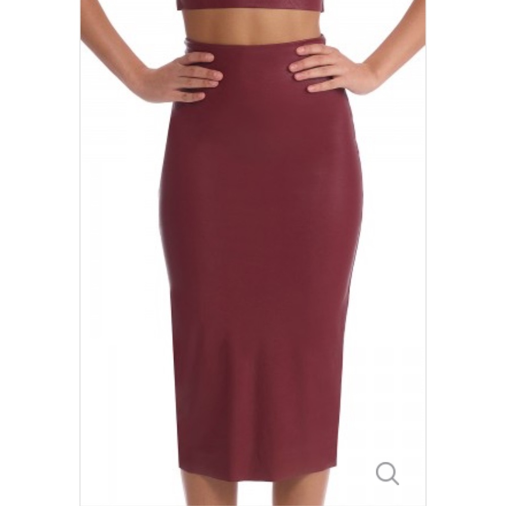 Commando Faux Leather Midi Skirt Garnet Small NWT
